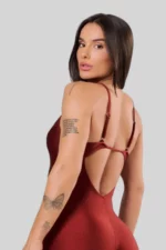 Copper Flare Jumpsuit with Off-White Detail