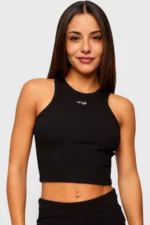 BCult Bellevue Noir Ribbed Cropped Tank Top — Black