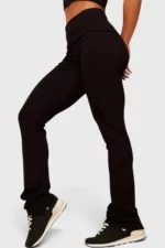 BCult Bellevue Noir Ribbed Flare Trousers — Black – Image 4
