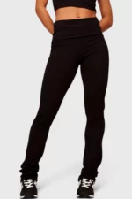 BCult Bellevue Noir Ribbed Flare Trousers — Black – Image 2