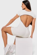 BCult Off-White Brown Piping Sleeve Playsuit - Image 3
