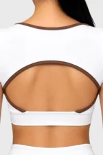 BCult Off-White Brown Piping Long-Sleeve Top - Image 2