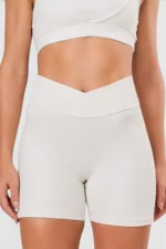 BCult Off-White Crossover Waist Shorts - Image 2