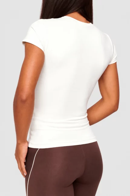 Cream fitted short-sleeve top Touch