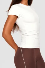 Cream fitted short-sleeve top Touch