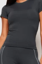 Storm grey fitted short-sleeve top Touch