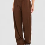 Cacao brown wide-leg trousers with pockets