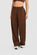 Cacao brown wide-leg trousers with pockets