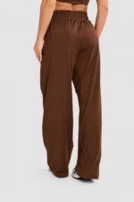 Cacao brown wide-leg trousers with pockets