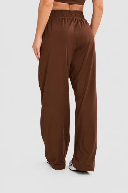 Cacao brown wide-leg trousers with pockets