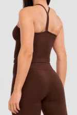 Dark brown crop top with thin straps