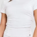 Off-white draped short-sleeve top