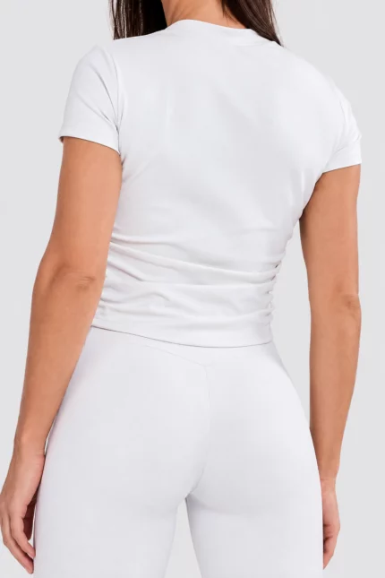 Off-white draped short-sleeve top