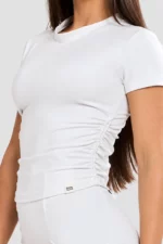 Off-white draped short-sleeve top
