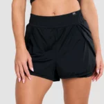 Black 2-in-1 shorts with inner pockets